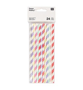 RICO Design, RICO Design Papier-Strohhalme BUNTE SPIRALE 24er-Pack in pastellbunt, Rico Design Strohhalme 24 Stück, Mehrfarbig