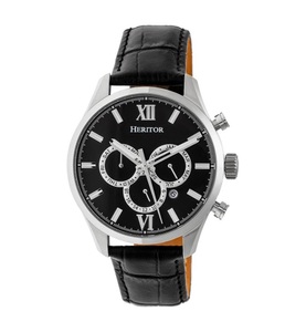 undefined, Heritor - Automatik-Lederarmbanduhr Benedict - Schwarz und Silber, 