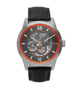 undefined, Heritor - Automatik-Lederarmbanduhr Jonas - Schwarz und Silber, 