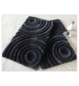 Home, Home - Badematte Wave - 3 Artikel - Schwarz und Weiss, 