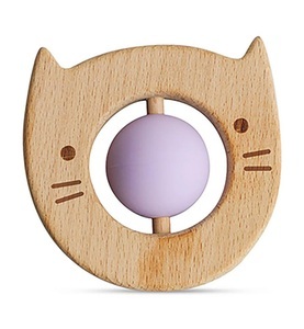 undefined, Kushies - Beissring aus Silikon und Holz SpinRing lila, 