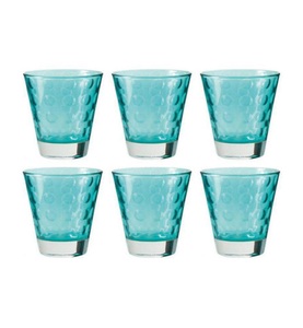 LEONARDO, Optic Whisky Glas / H 9 cm x Ø 8,5 cm - 22 cl - Leonardo blau en glas, Whisky Glas Optic glas blau / H 9 cm x Ø 8,5 cm - 22 cl - Leonardo blau en glas