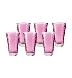 LEONARDO, Optic Longdrink Glas / H 13 cm x Ø 8 cm - 30 cl - Leonardo violett en glas, Longdrink Glas Optic glas violett / H 13 cm x Ø 8 cm - 30 cl - Leonardo violett en glas