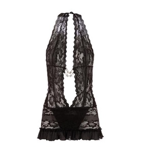 Cottelli Collection Lingerie, Spitzenkleid schwarz M, Cottelli LINGERIE erotisches schwarzes Kleid, Grösse M (1 Stk)