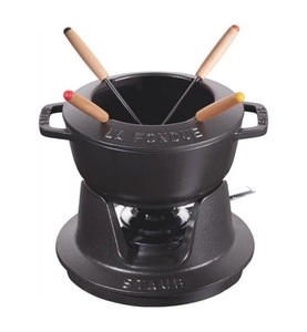 undefined, Staub - Fondue Set schwarz m. 2 Griffen - rund. Ø16 cm, Fondue Set schwarz m. 2 Griffen, rund. 16cm