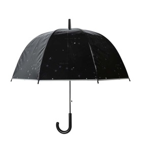 undefined, Le Monde Du Parapluie - Schwarzer transparenter Glockenschirm - automatisch öffnend, Esschert Design Schirm Sternenhimmel Schwarz/Weiss