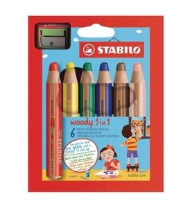 undefined, STABILO Woody 3in1 Farbstifte 6er Set, Stabilo Farbstifte Woody 3 in 1, 8806-2, (Etui, 6 Farben)
