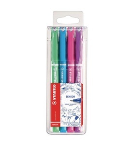 undefined, STABILO Fineliner Sensor 189 189/4-01 4 Farben, Stabilo sensor 189, 0,3mm, F, Feinschreiber, 189/4-01, (4 Farben)