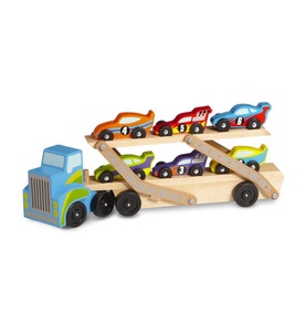 Melissa & Doug, Melissa & Doug Holz-Auto MEGA RACE-CAR TRANSPORTER mit Autos, 