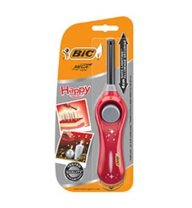 Bic, Bic - Multifunktions-Feuerzeug Happy - Rot, Bic Megalighter, HAPPY U140, 6cm, rot, 935474