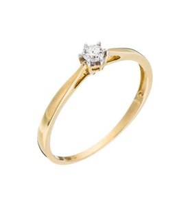 Le Diamantaire, Ring Solitaire envoûtant - Gelbgold 105g - Diamant 011 Karat - Ringbreite: 02 cm, 