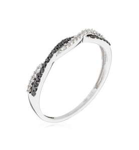 Le Diamantaire, Ring En schwarz und weiss - Weissgold 126g und Diamanten 015 Karat - Ringbreite : 03 cm, 