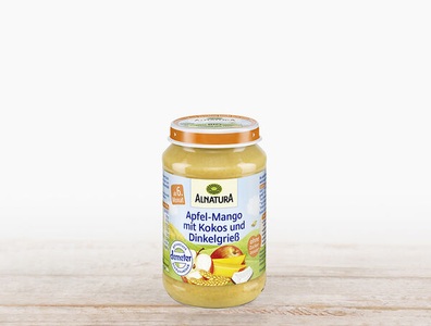 Alnatura, Bio Apfel-Mango-Kokos mit Dinkelgriess Demeter, 190g, 