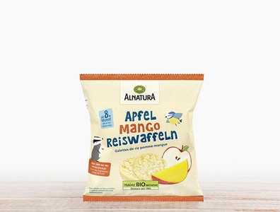 Alnatura, Bio Mini Reiswaffeln Apfel mit Mango, 35g, Bio Mini Reiswaffeln Apfel mit Mango, 35g