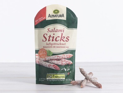 Alnatura, Bio Salami Sticks luftgetrocknet, 70g, Bio Salami Sticks luftgetrocknet, 70g