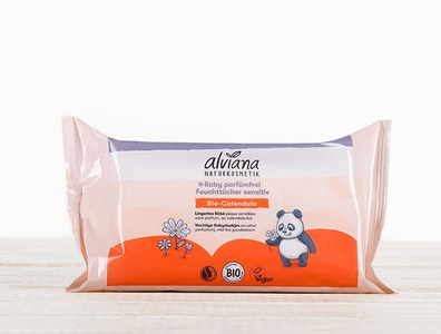 Alviana Naturkosmetik, Baby parfümfreie Feuchttücher, 48 Stück