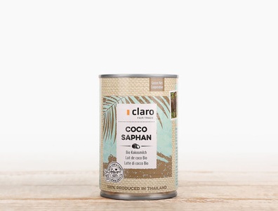 Claro Fair Trade, Bio Kokosmilch Coco Saphan, 400ml, Bio Kokosmilch Coco Saphan, 400ml