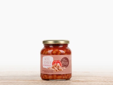 nur puur bio, Bio Weisse Bohnen in Tomatensauce, 350g, Bio Weisse Bohnen in Tomatensauce, 350g