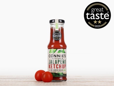 Connie’s Kitchen, Bio Ketchup mit Jalapeño ohne Zuckerzusatz, 230g, Bio Ketchup mit Jalapeño ohne Zuckerzusatz, 230g