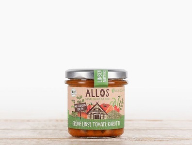 Allos, Bio Aufstrich grüne Linsen mit Tomaten & Karotten, 140g, Bio Aufstrich grüne Linsen mit Tomaten & Karotten, 140g