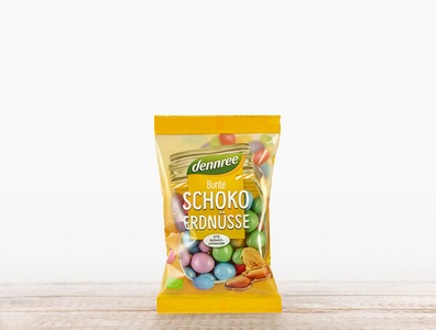 dennree, Bio Bunte Schoko-Erdnüsse, 100g, 