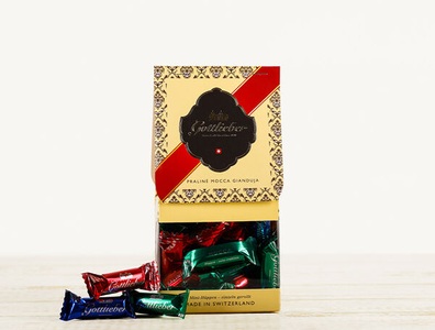 Gottlieber, Mini-Hüppen Tradition - Praliné, Mocca, Gianduja vegan, 150g, Mini-Hüppen Tradition - Praliné, Mocca, Gianduja vegan, 150g