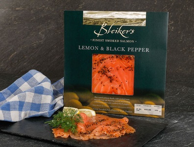 Bleiker´s Smokehouse, Rauchlachs mit Zitronenpfeffer-Marinade, vorgeschnitten, 100g, 