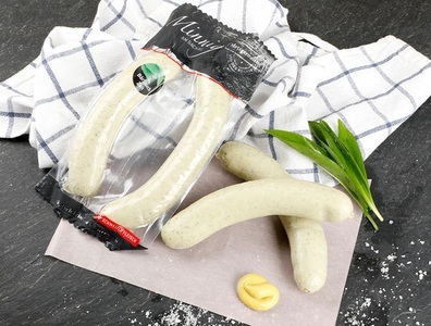 Minnig Metzgerei, Bärlauch Bratwurst, 1 Paar, 230g, Bärlauch Bratwurst, 1 Paar, 230g