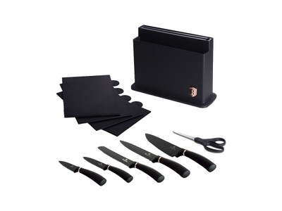 Berlinger, Berlinger, Unsere Neuheiten, Berlinger Messerset mit Ständer und Schneidebrett Küchenbedarf, Produkte & Wohnen, Berlinger, Unsere Neuheiten, Berlinger Haus Messerset mit Ständer und Schneidebrett Black Rose Collection, Produkte & Wohnen