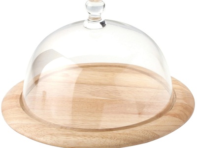 Continenta, Continenta - Käseplatte 26 cm - Hellbraun, Gummibaum Käseglocke rund, 2tlg. 26x16cm