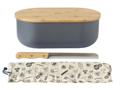 Pebbly, Pebbly Brotkasten m. Schneidebr., Messer, Brotbeutel, Slate, diverse Brotkasten Pebbly