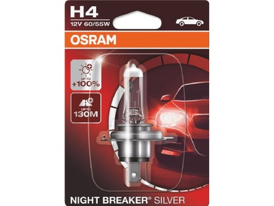 Osram Auto, Osram Auto Halogen Leuchtmittel Night Breaker® Silver H4 60/55 W 12 V, 