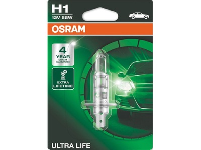 OSRAM - (OSRAM), OSRAM - Glühlampe, OSRAM, Ersatzleuchtmittel, Glühlampe ULTRA LIFE H1 12V 55W P14.5s, AUTO & BIKE, 64150ULT-01B