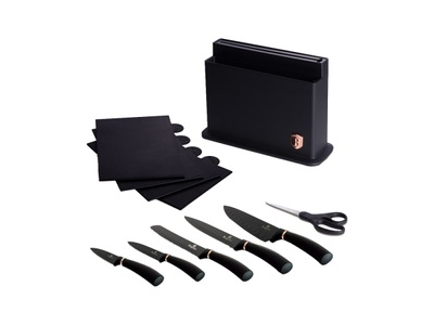 Berlinger, Berlinger, Unsere Neuheiten, Berlinger Messerset mit Ständer und Schneidebrett Küchenbedarf, Produkte & Wohnen, Berlinger, Unsere Neuheiten, Berlinger Haus Messerset mit Ständer und Schneidebrett Black Rose Collection, Produkte & Wohnen