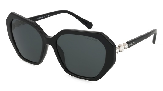 Swarovski 0SK6017 Damen-Sonnenbrille Vollrand Eckig Metall-Gestell, schwarz