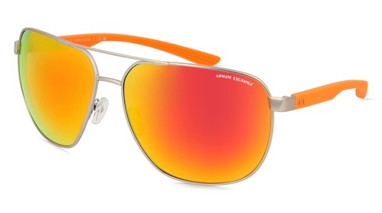 Armani Exchange, Armani Exchange AX2047S Herren-Sonnenbrille Vollrand Rund Metall-Gestell, silber