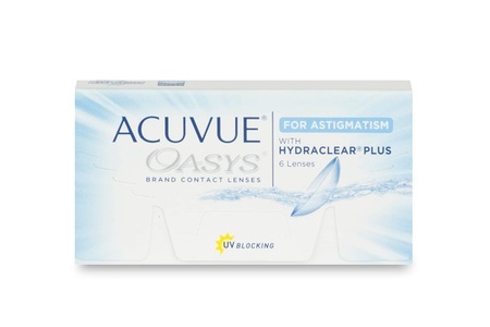 Acuvue, Acuvue Oasys for Astigmatism (6er Packung) 2-Wochen-Linsen (-0.5 dpt, Zyl. -0,75, Achse 100 ° & BC 8.6) mit UV-Schutz