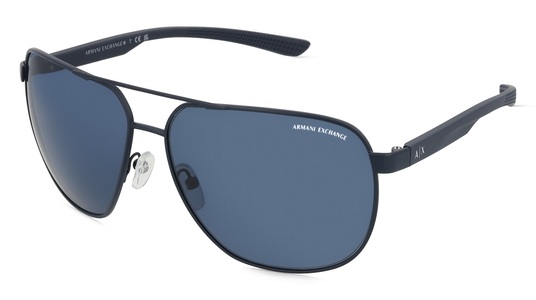 Armani Exchange AX2047S Herren-Sonnenbrille Vollrand Rund Metall-Gestell, blau