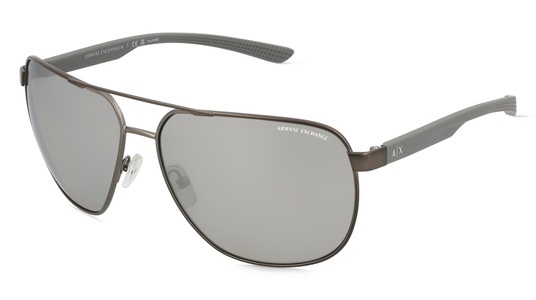 Armani Exchange AX2047S Herren-Sonnenbrille Vollrand Rund Metall-Gestell, grau
