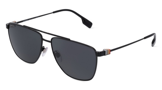 Burberry, BURBERRY BE3141 Herren-Sonnenbrille Vollrand Pilot Metall-Gestell, schwarz