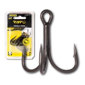 Black Cat, Black Cat Treble Hook DG coating 5 pcs - Drillinghaken für Welsangeln - Grey -