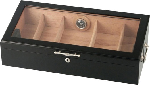 Passatore, Passatore Humidor Schwarz mit Sichtfenster, Passatore Humidor Schwarz mit Sichtfenster