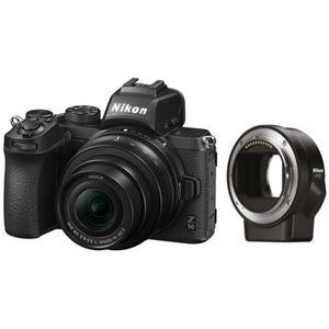 Nikon, Nikon Z 50 Body + Nikkor Z DX 16-50 mm 1:3.5-6.3 VR + Bajonettadapter FTZ - Systemkamera (Fotoauflösung: 20.9 MP) Schwarz, Nikon - Z 50 + 16-50mm FTZ Adapter