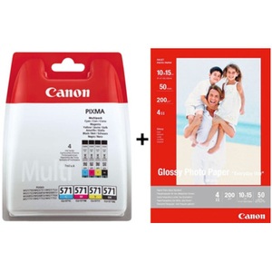 Canon, Canon Cli-571 Multipack + Gp501 Fotopapier Tintenpatrone, 