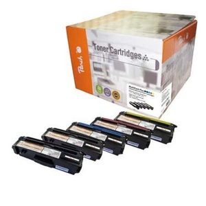 Peach, Peach 111855 Cb54A- Serie Combi Pack Toner-Modul, Peach HP 125 A 5 Toner (2*bk, c/m/y) ersetzt HP No. 125A, CB540A*2, CB541A, CB542A, CB543A für z.B. HP Color LaserJet CM 1300