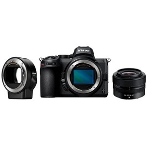 Nikon, NIKON Z 5 Body + NIKKOR Z 24-50mm f/4-6.3 + Bajonettadapter FTZ - Systemkamera (Fotoauflösung: 24.3 MP) Schwarz, Z 5 24-50 Kit