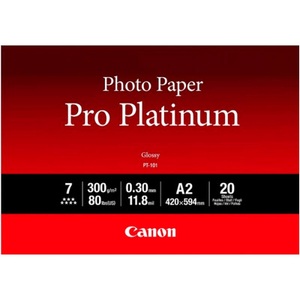 Canon, Canon Pro Platinum Photo Paper A2 Pt-101, Canon Photo Paper Pro Platinum PT-101 2768B067 Fotopapier DIN A2 300 g/m² 20 Blatt Hochglänzend