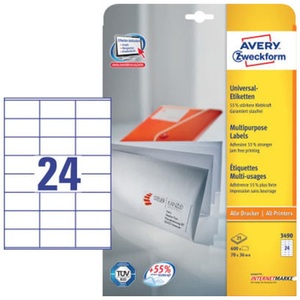 Avery Zweckform, Avery Zweckform Universal-Etiketten A4 70x36mm 25 Blatt, 
