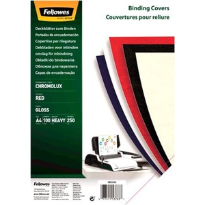undefined, Gloss Cover A4, Fellowes Deckblatt Chromolux, Karton, DIN A4, für Draht- und Plastikbindemaschinen, rot, 250g, 100 Stück