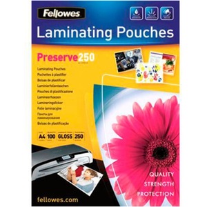 Fellowes, Fellowes 5401802 - Laminierfolientasche (Glänzend Transparent), Fellowes Laminierfolie A4, 250 µm, 100 Stück, Glänzend